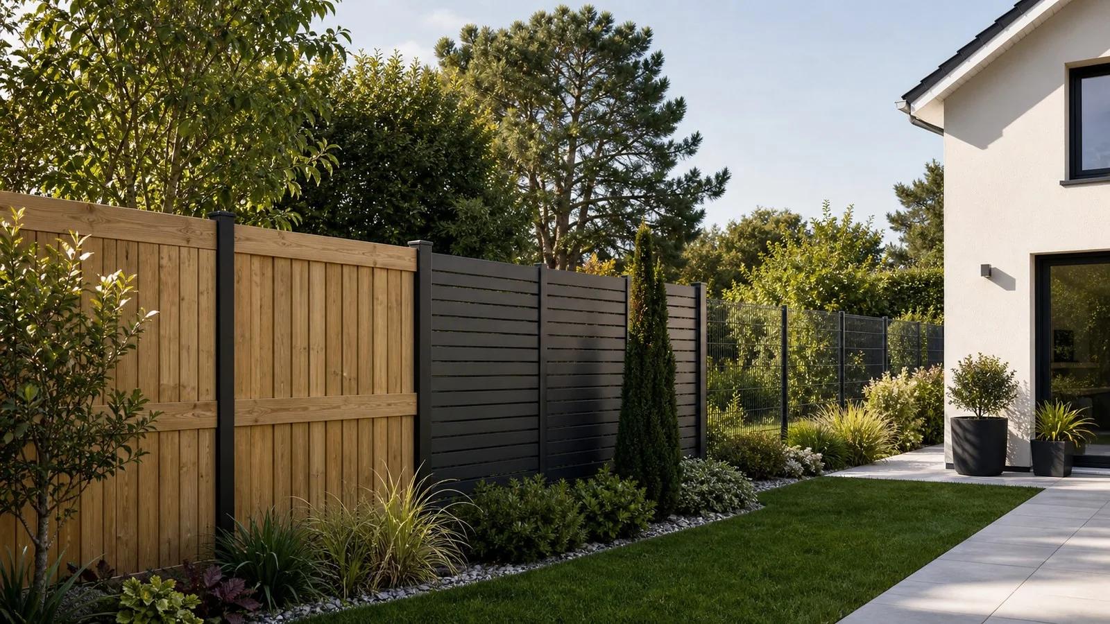 Clôture maison : bois, PVC, alu ou grillage ? - illustration Le Guide Habitat